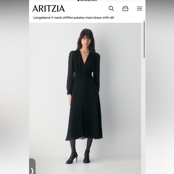 Aritzia Dresses & Skirts - Aritzia Elegant Black Chiffon Maxi Dress